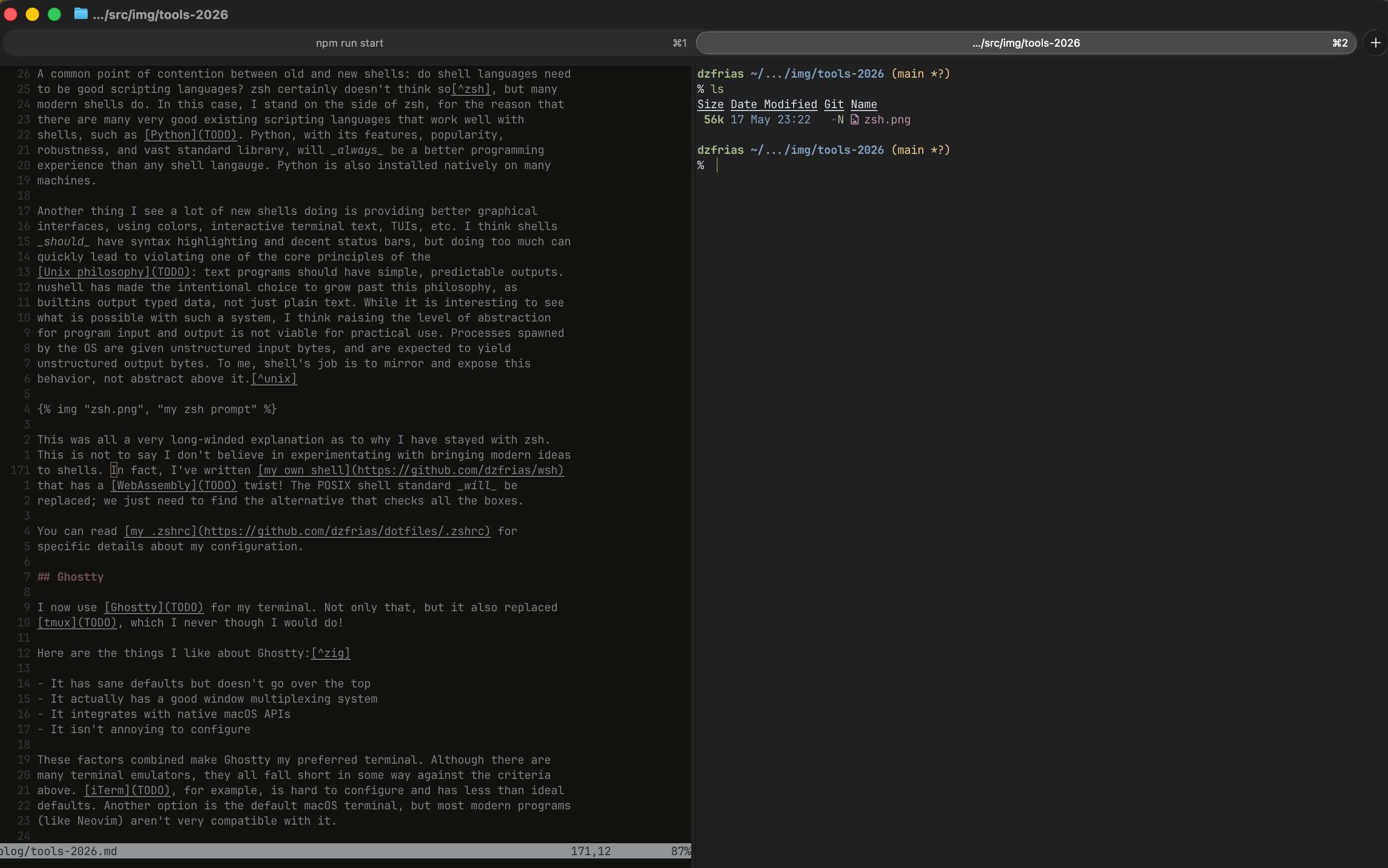 the Ghostty terminal in action